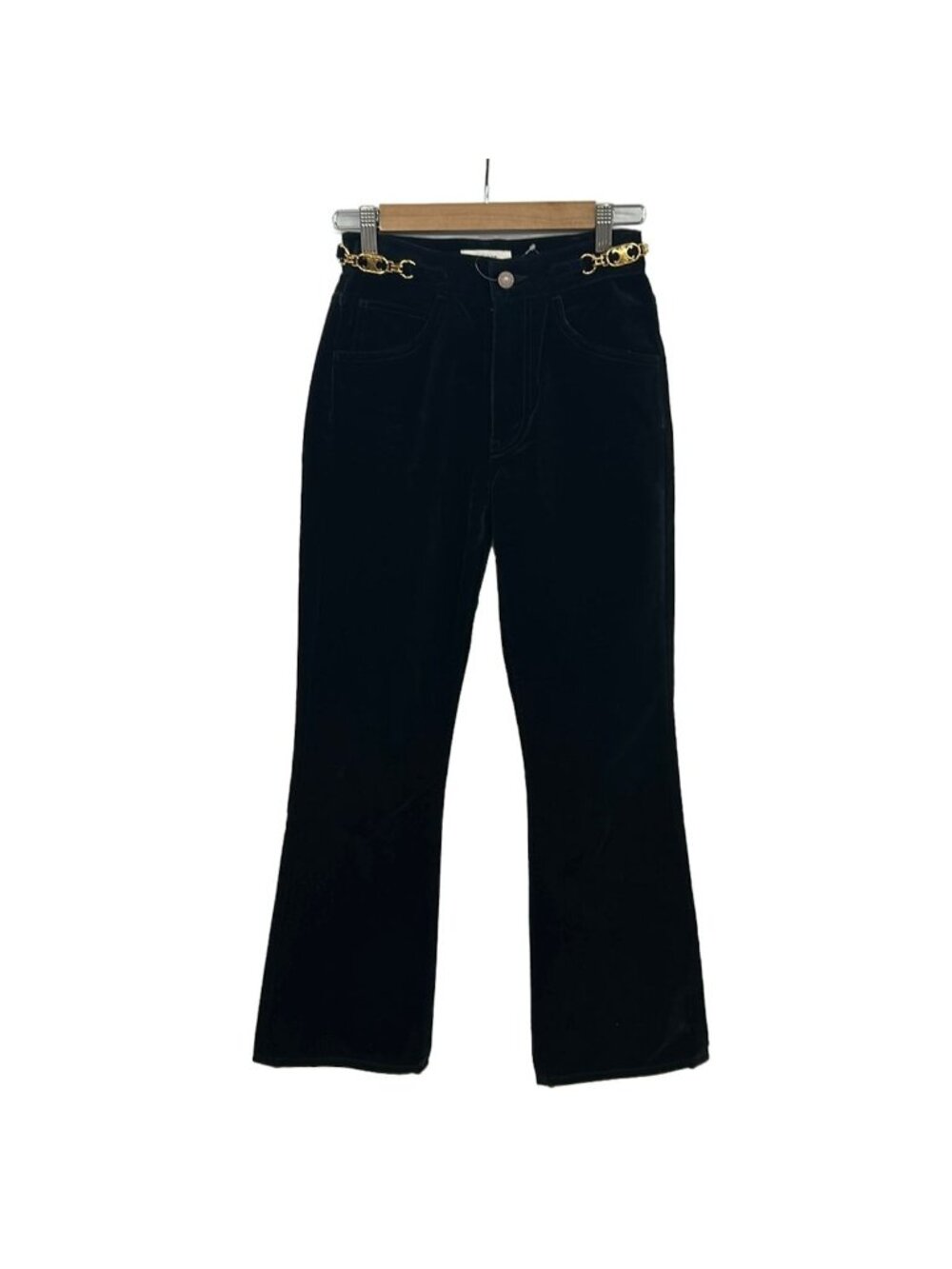 Celine Pants XS Dylan Triomphe Flare Black Gold